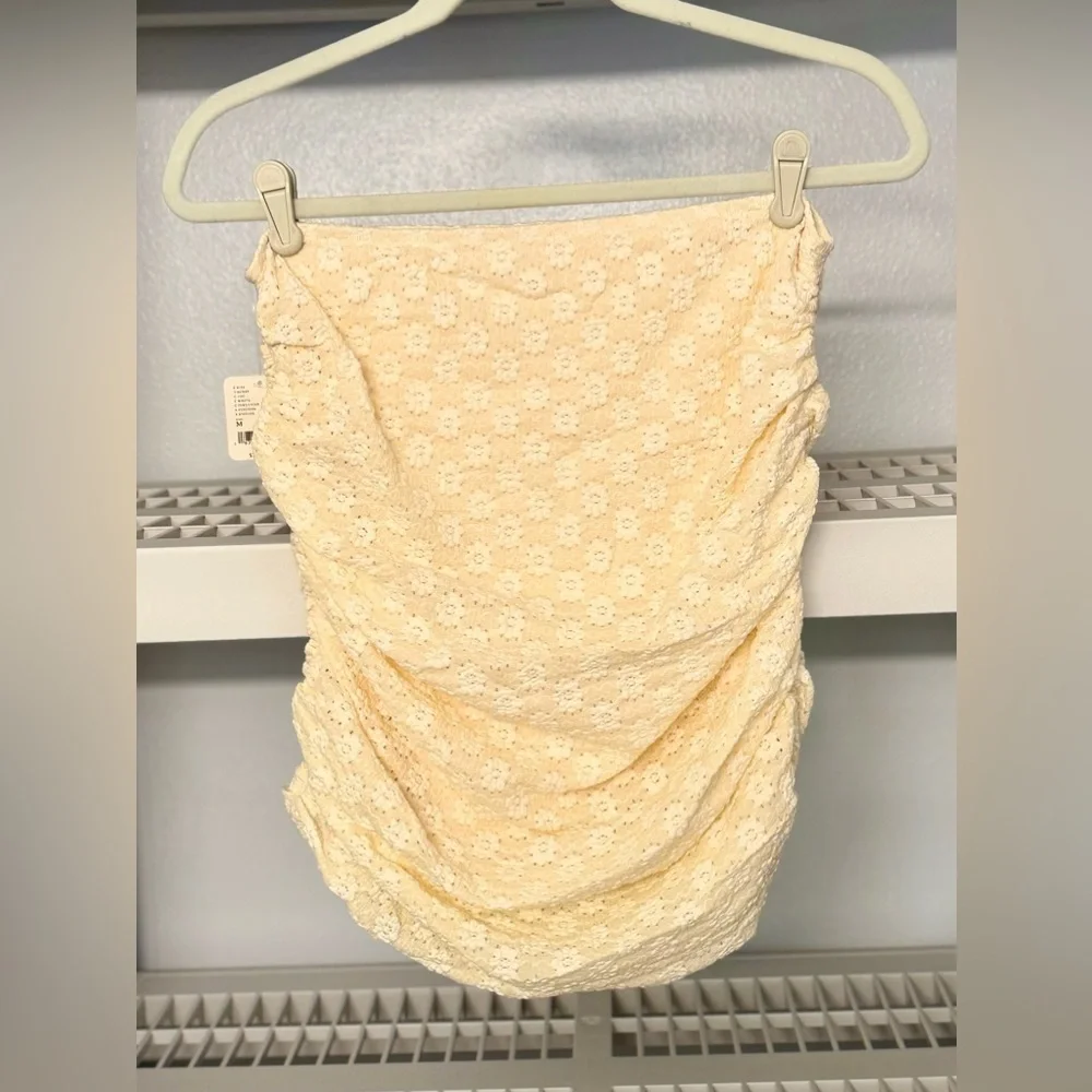 NWT Free People‎ Ona Ruched Convertible Cream Miniskirt